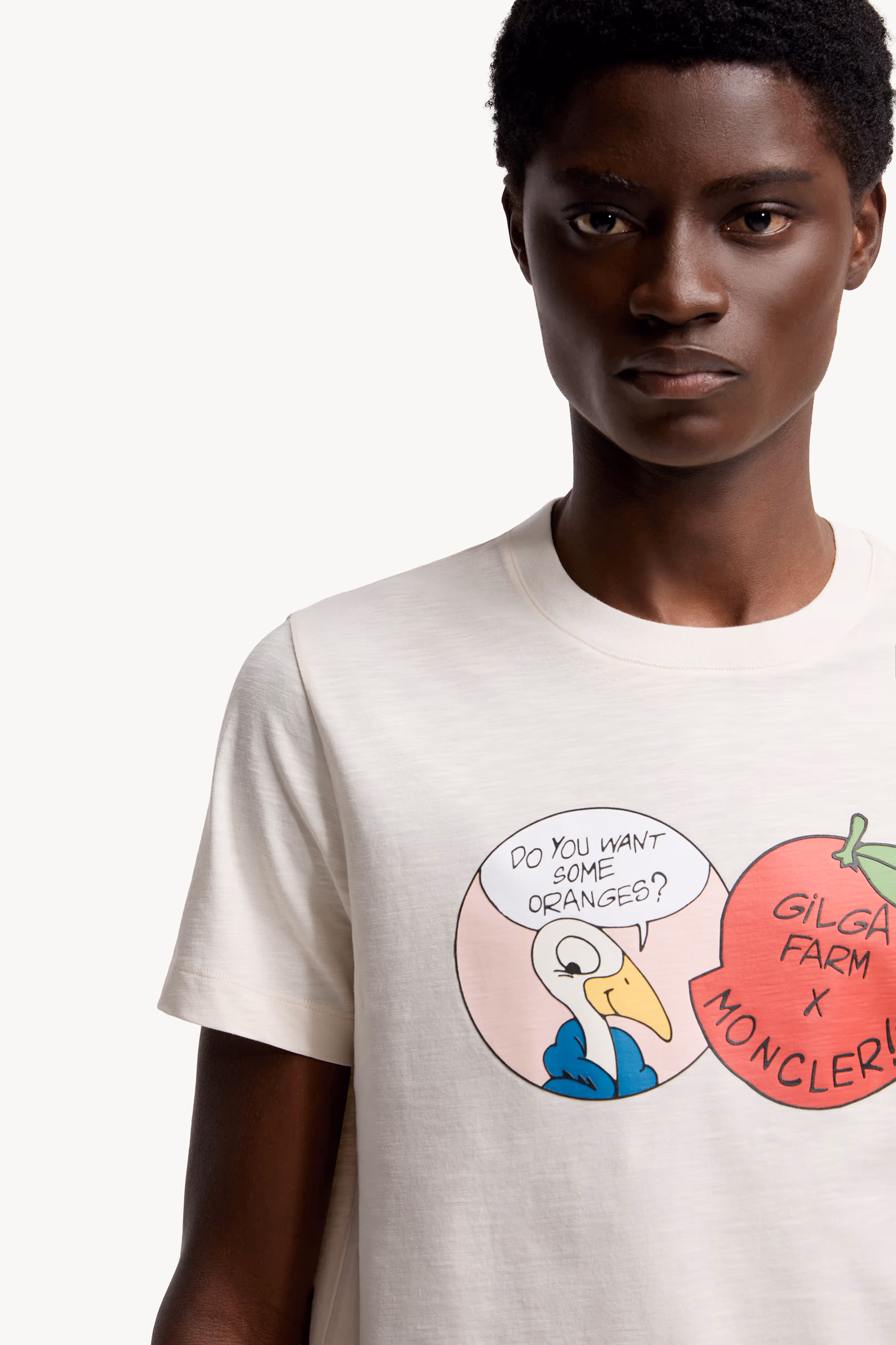 T-shirt en coton Moncler x Gilga Farm Designed by Donald Glover Hommes Blanc Ivoire Moncler 6